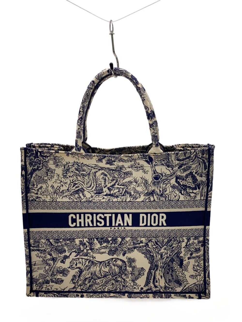 Christian Dior Book Tote Bag Front Canvas White All over